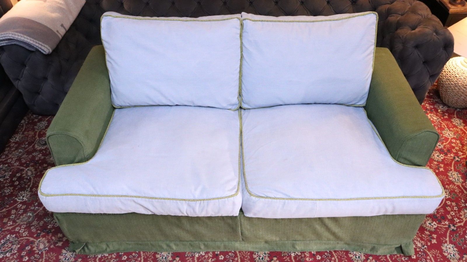 Stunning William Yeoward 2 Seater Sofa Bed In Denim & Woven Linen Fabric Del 🚚 photo buy