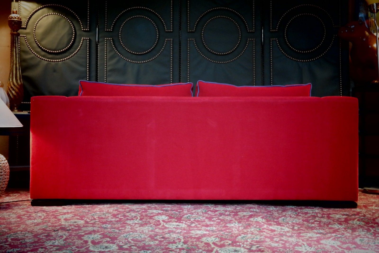 photo for sale Stunning George Smith Square Club Large 2 Seater Sofa Red Woven Fabric Rrp£9000
