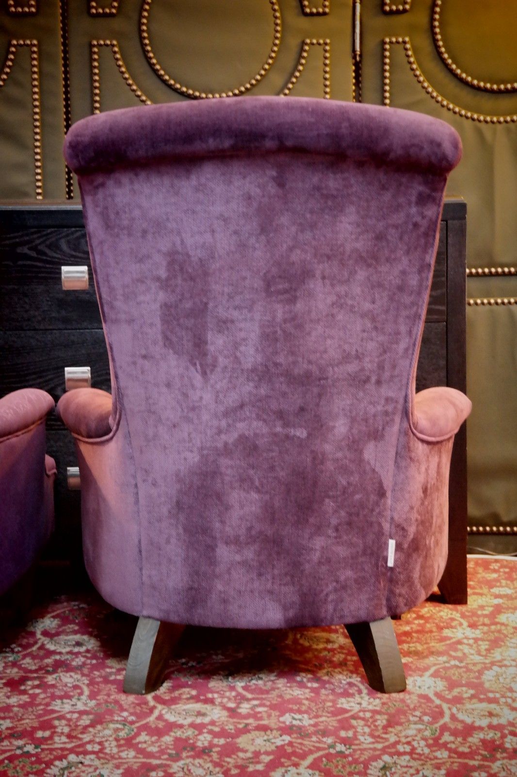 photo vinterior Superb Pair John Sankey Hawthorne Armchairs Library Fireside Club Amethyst 🚚🚚