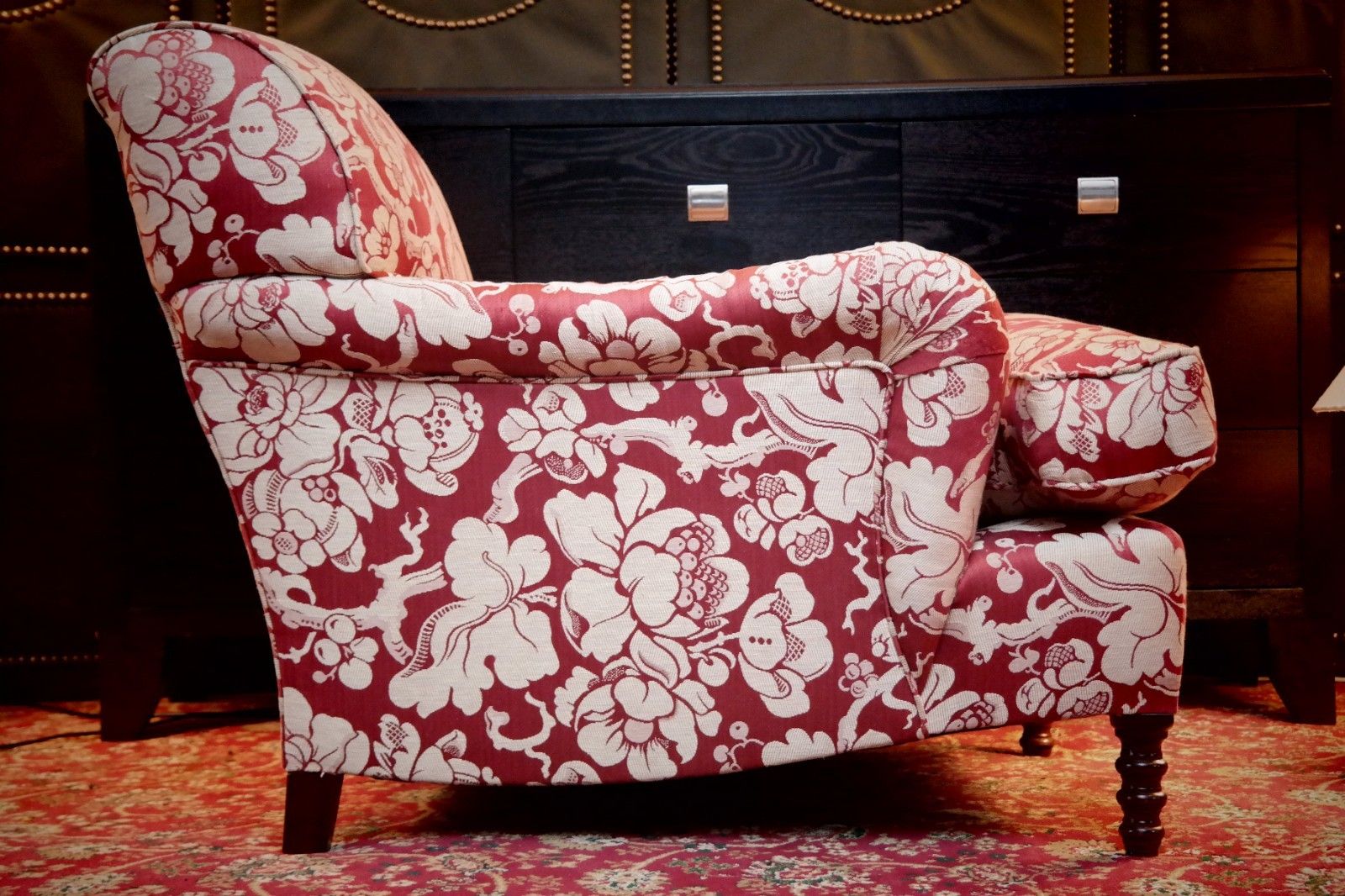Furniture George Smith Standard Signature Large Armchair Footstool Spice Japonais Fabric🚚 photo