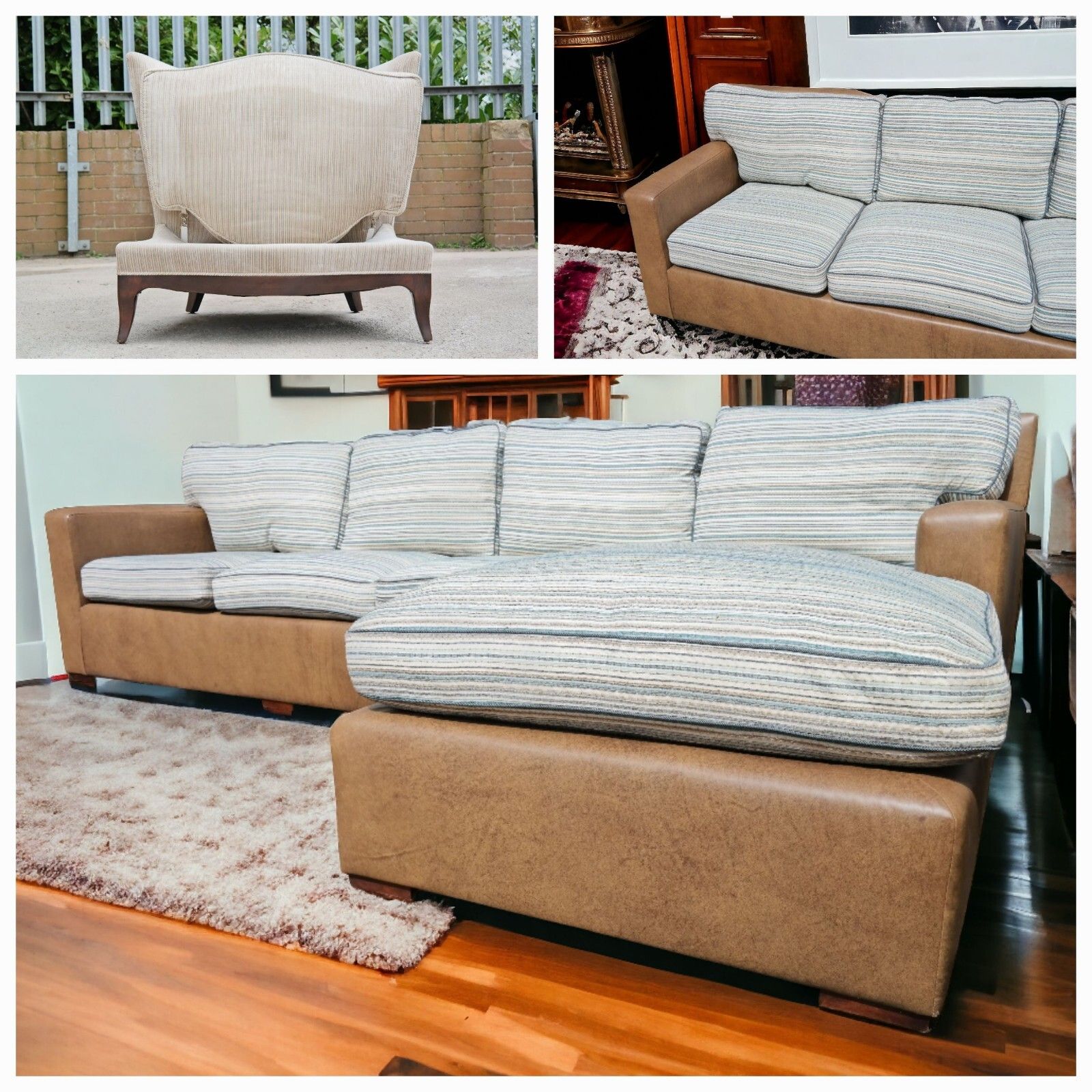 Rare Stunning Donghia Geneva Amrchair & Corner Sofa Leather Fabric Rrp £30k 🚚🚚 photo furniture