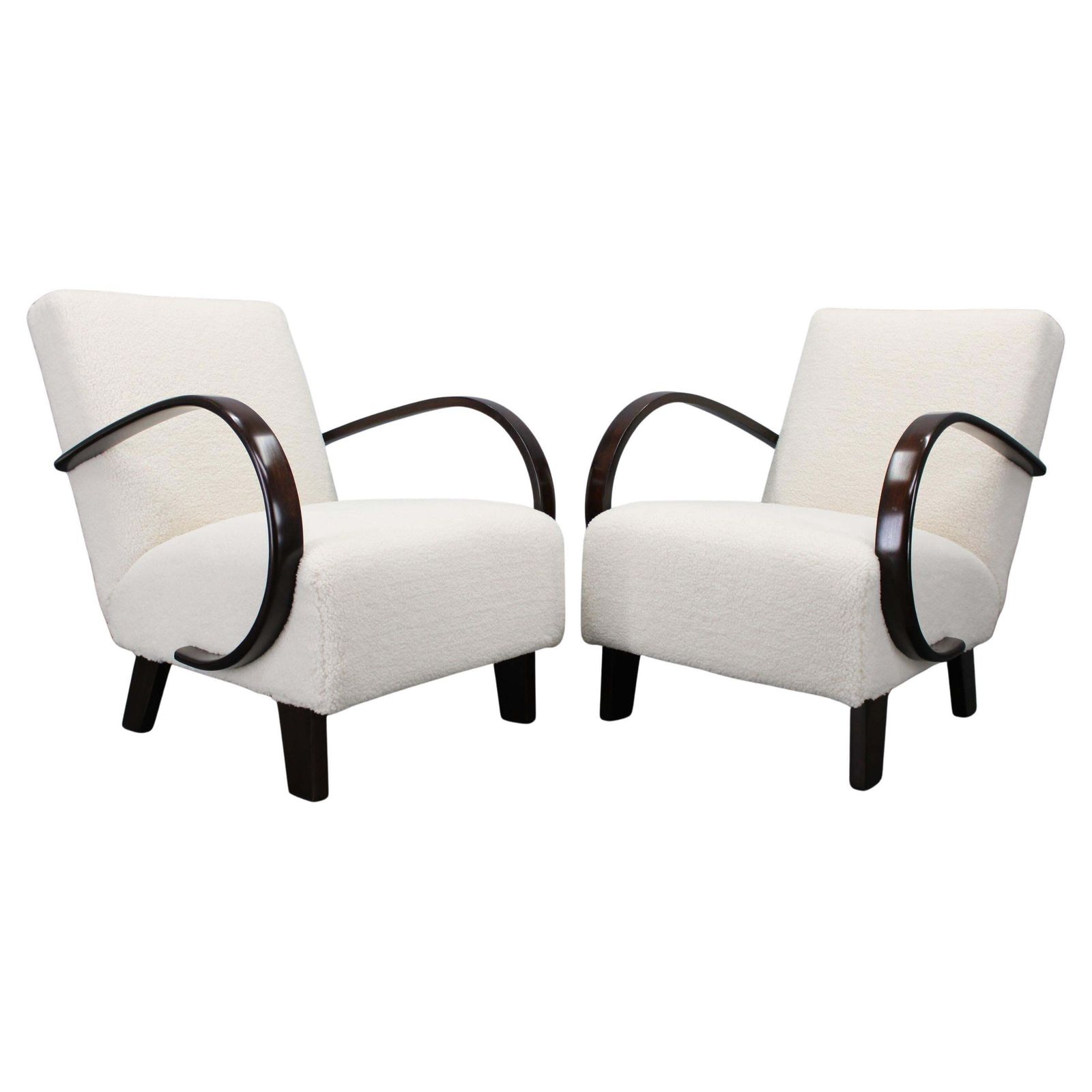 1940s Art Deco Armchairs By Jindřich Halabala, Beech Wood Upholstered