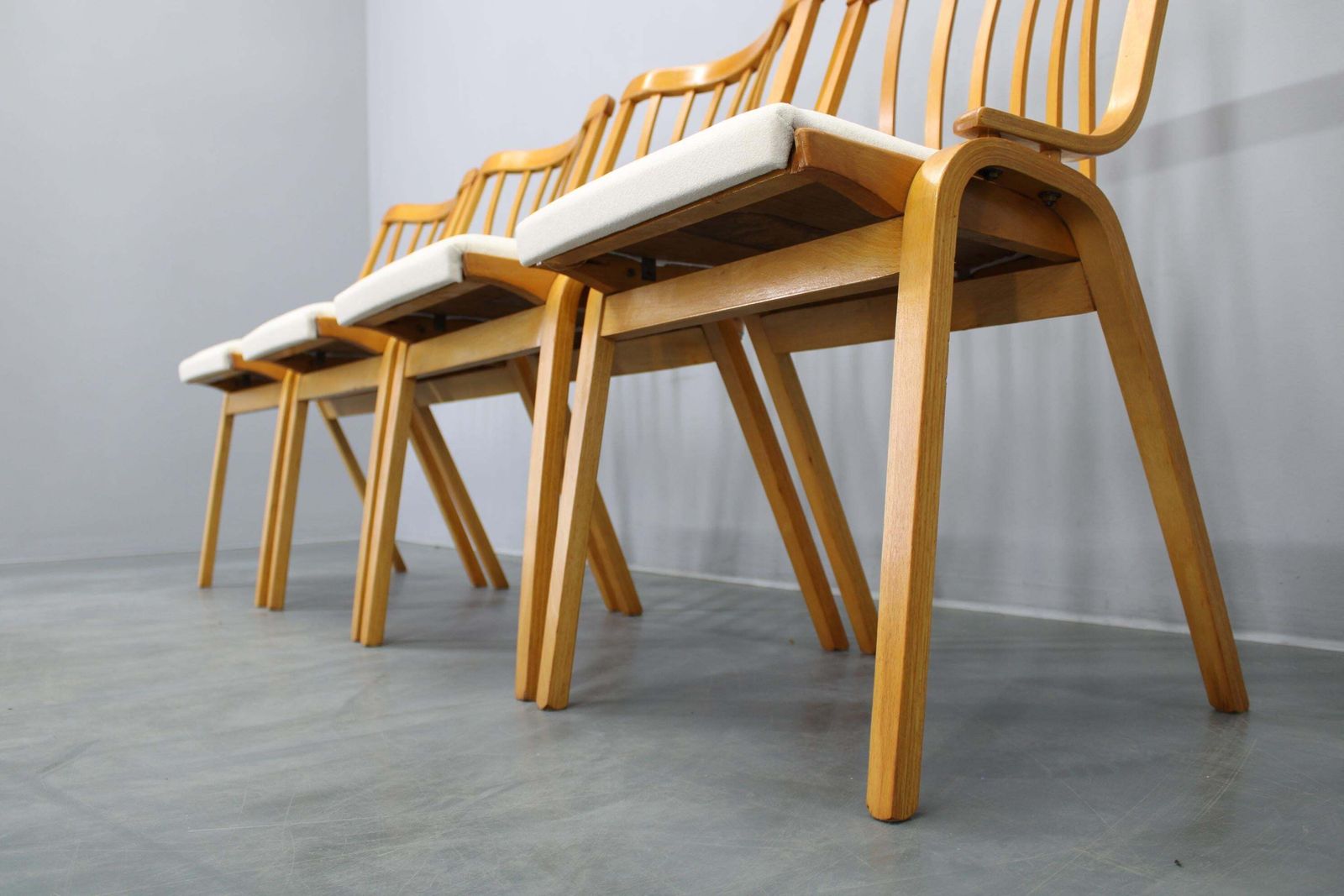 Set Of Four Restored Mid Century Dining Chairs By Jitona photo vintage