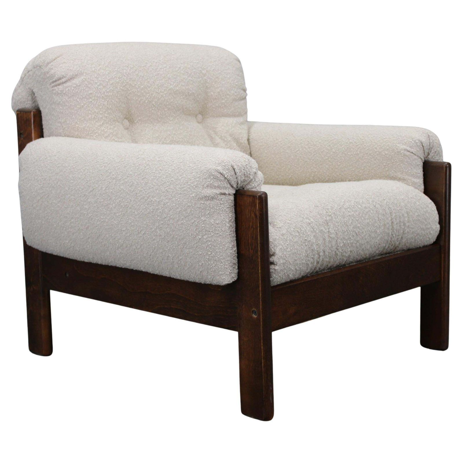 Mid Century Restored Bouclé Armchair, Czechoslovakia 1970s