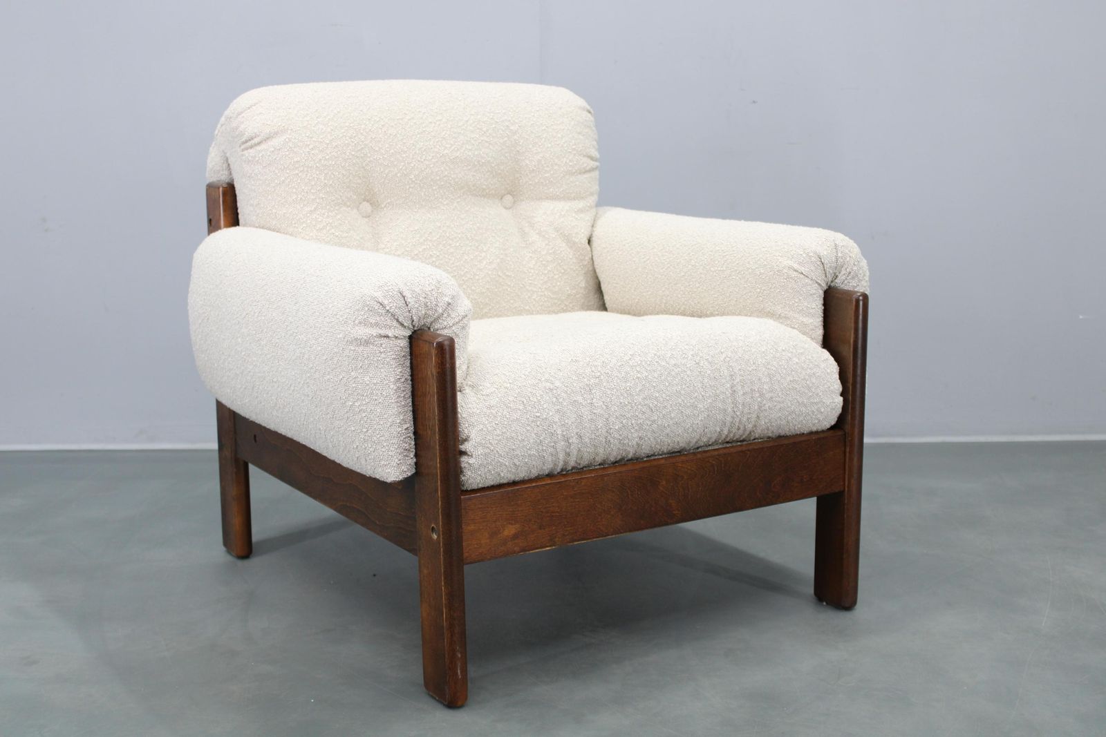 Mid Century Restored Bouclé Armchair, Czechoslovakia 1970s photo furniture
