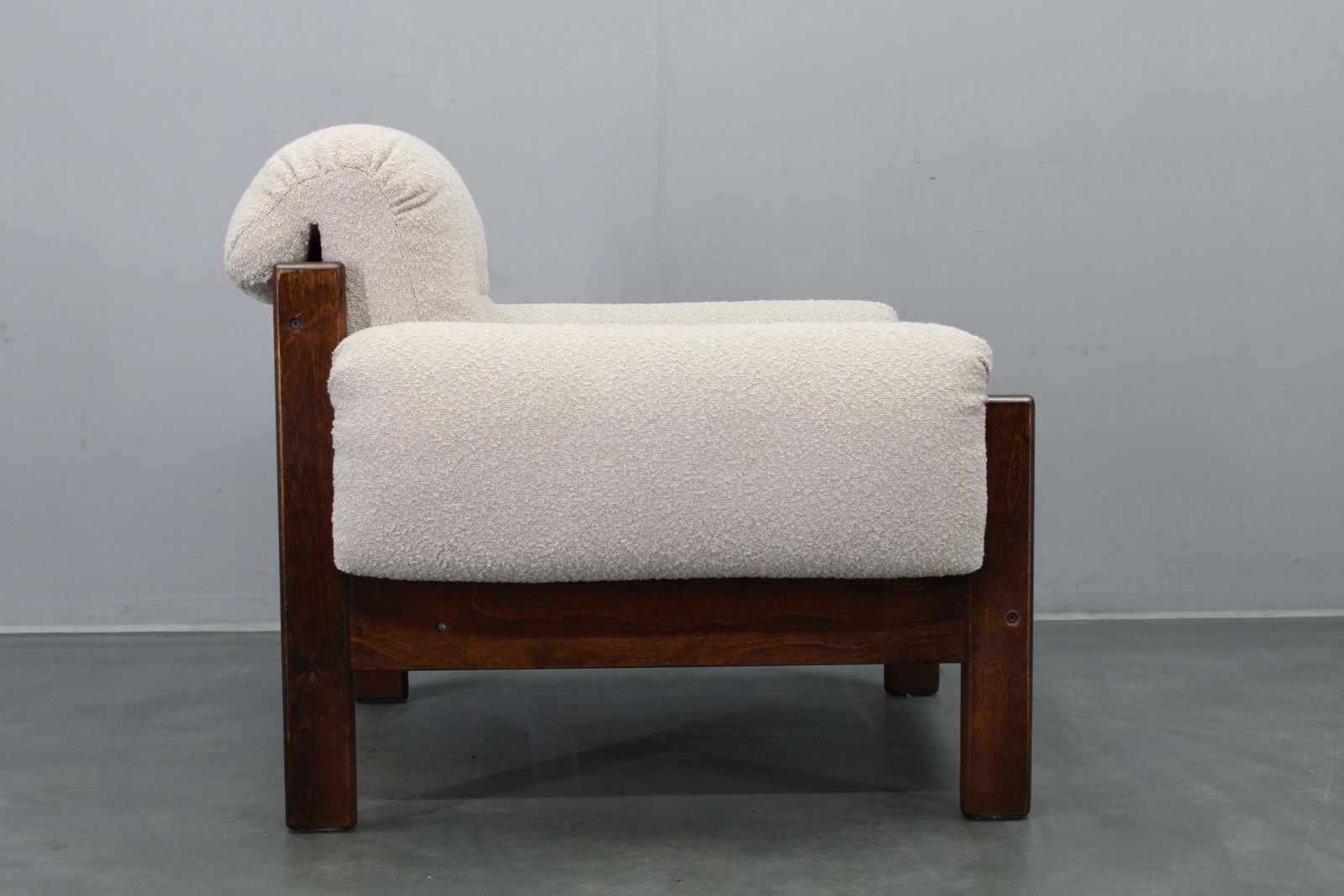 Mid Century Restored Bouclé Armchair, Czechoslovakia 1970s photo buy