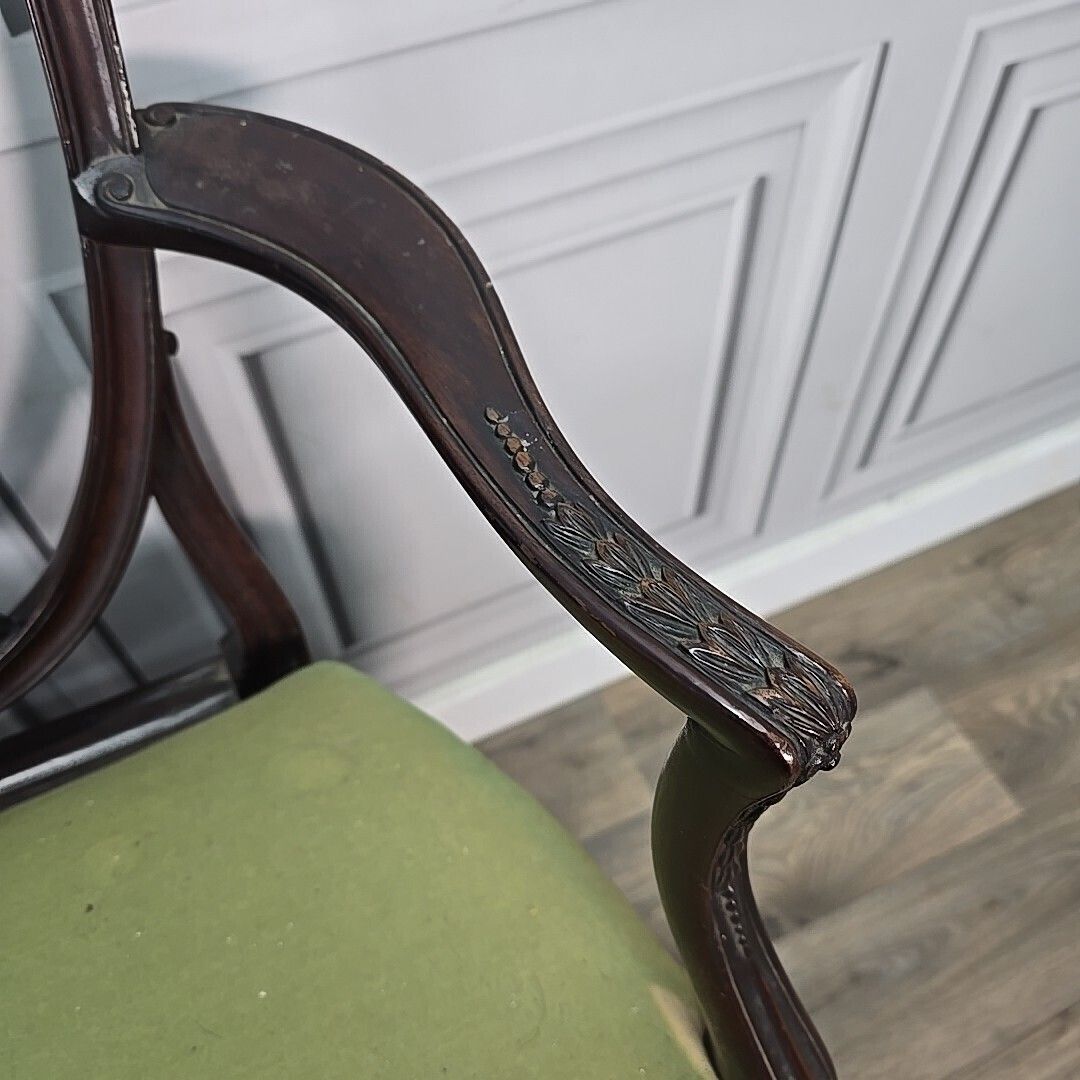 photo for sale Antique Mahogany Double Chair Salon Settee Hepplewhite Sheraton Revival Shield