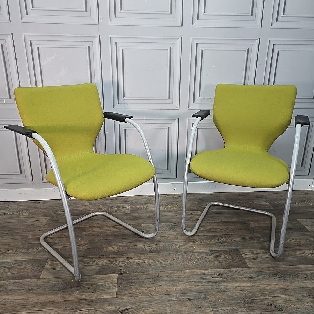 Pair 2 Cantilever Chairs Orangebox X10 Guest Visitor Office Desk Waiting Room photo for sale