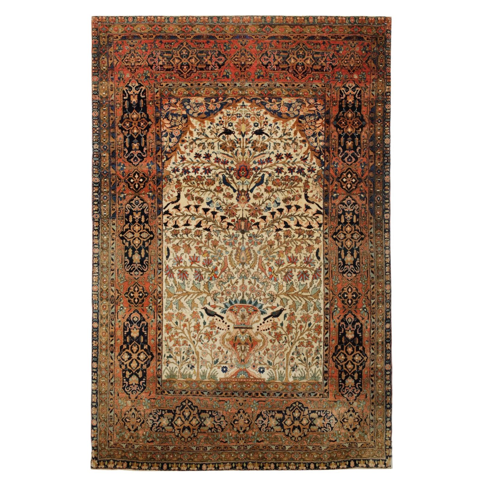 Traditional Carpet Vase Rug Hand Knotted Antique Living Room Rug