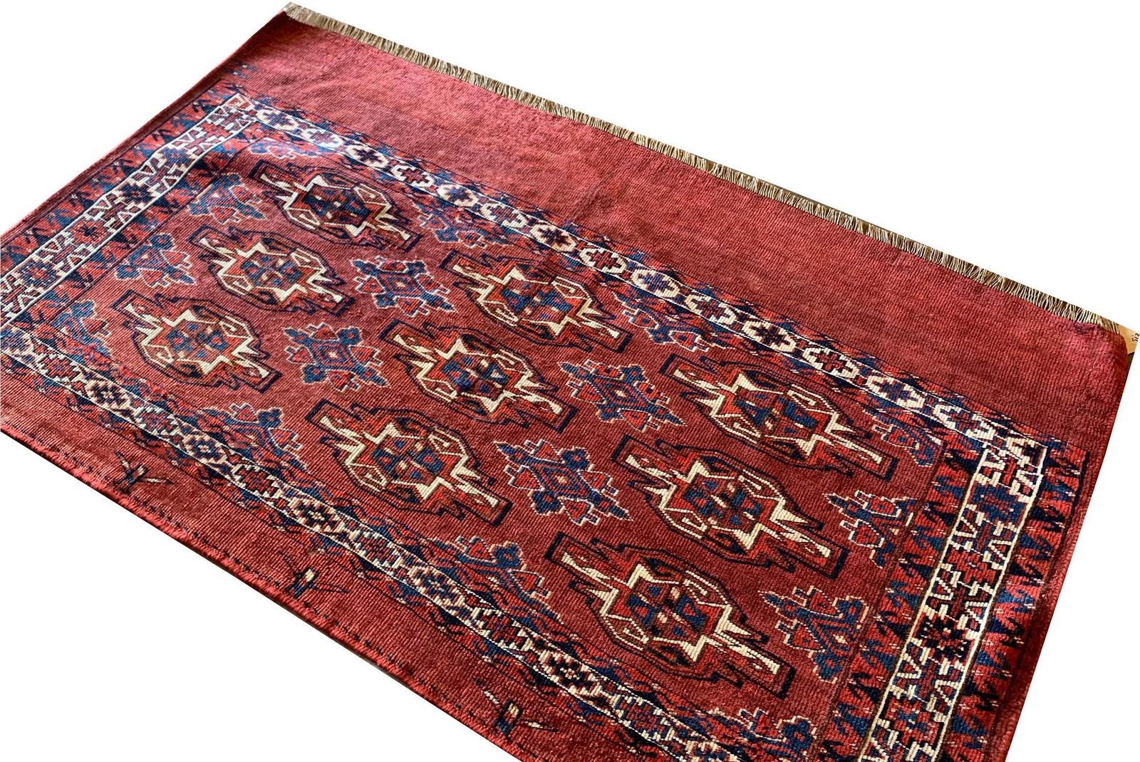 Oriental Turkmen Rug Antique Carpet Rust Traditional Handmade Red Wool photo furniture