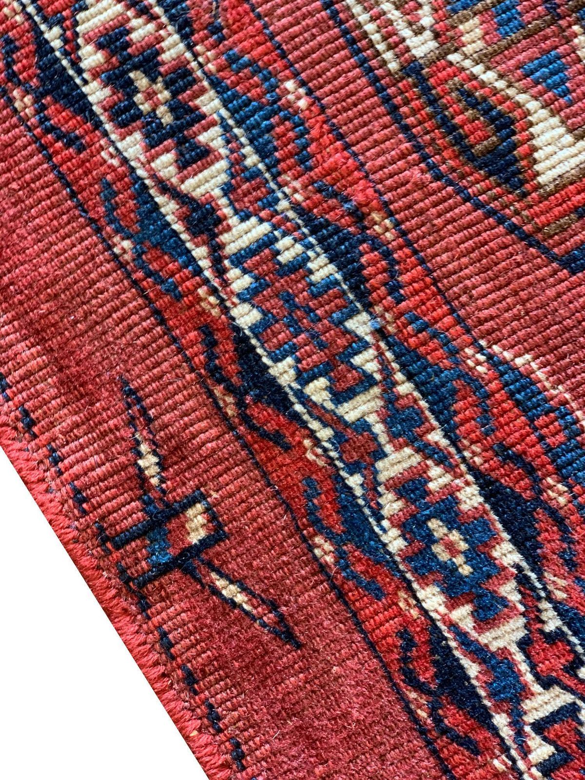 Oriental Turkmen Rug Antique Carpet Rust Traditional Handmade Red Wool photo vintage