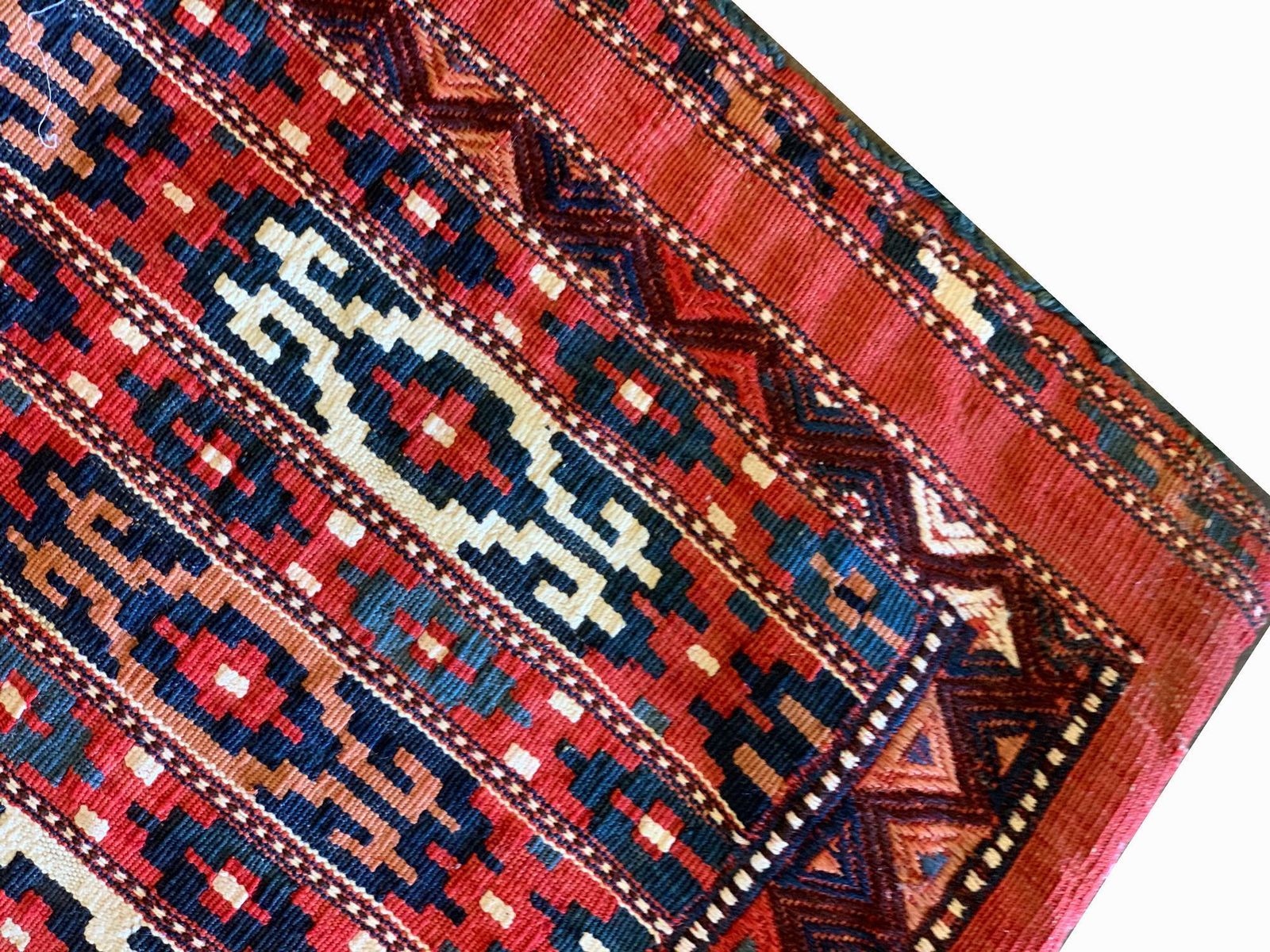 Turkmen Antique Rugs Geometric Traditional Carpet Wool Chuval Rug photo 2913.0