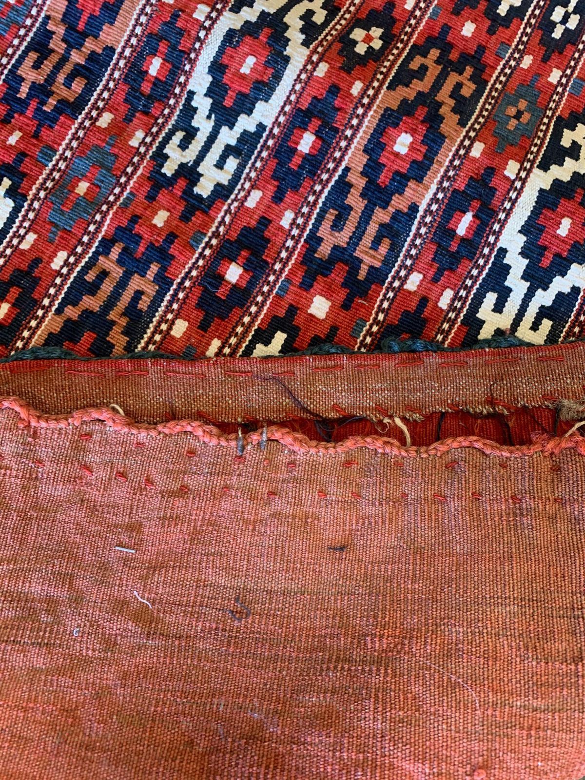 Turkmen Antique Rugs Geometric Traditional Carpet Wool Chuval Rug photo vintage
