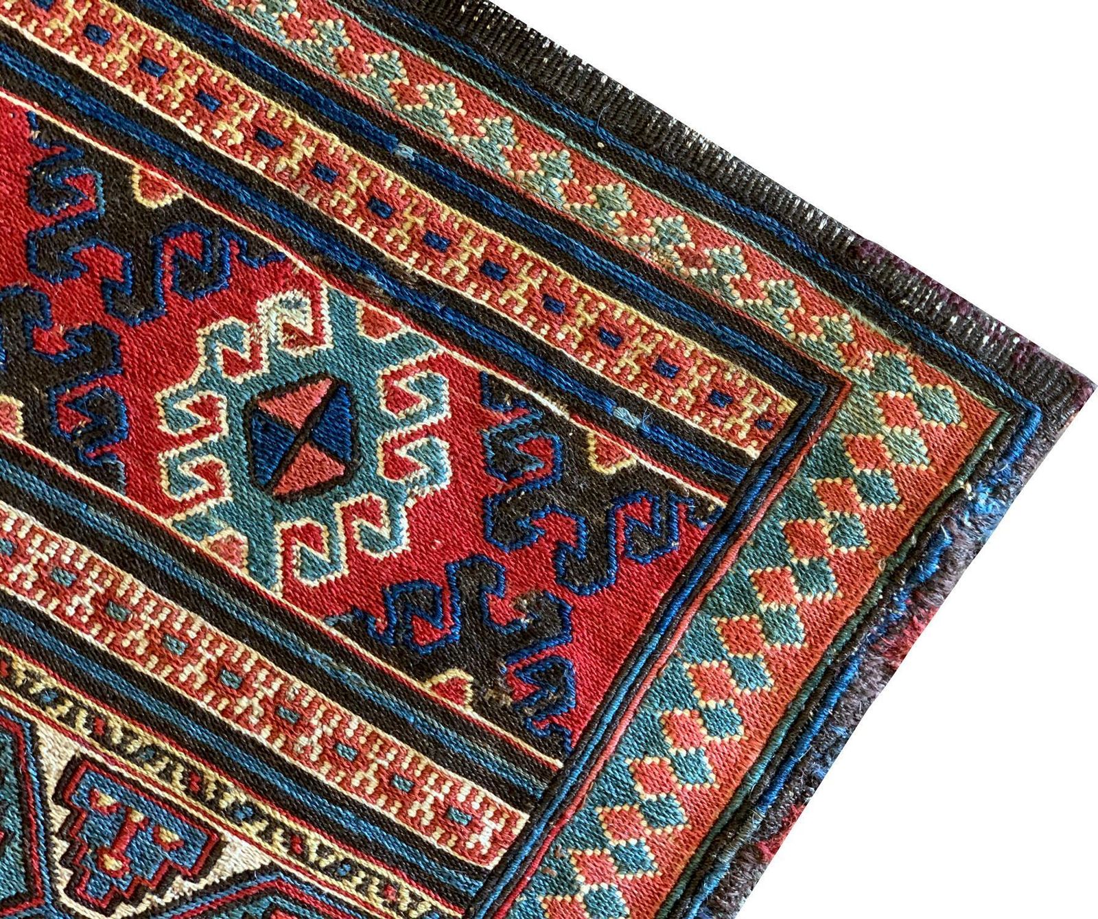 Pair Of Collectible Antique Rugs, Kilims Oriental Caucasian Wool "Khorjin" Rug photo vinterior