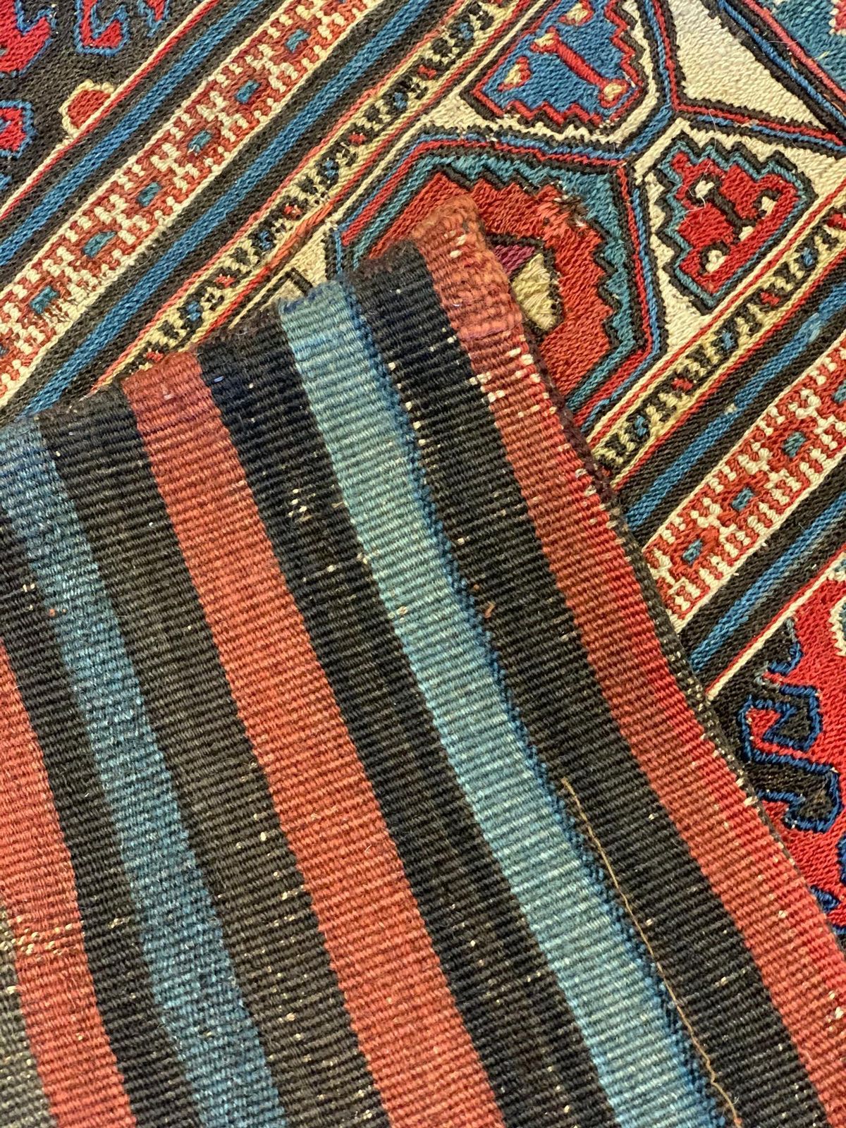 Pair Of Collectible Antique Rugs, Kilims Oriental Caucasian Wool "Khorjin" Rug photo buy