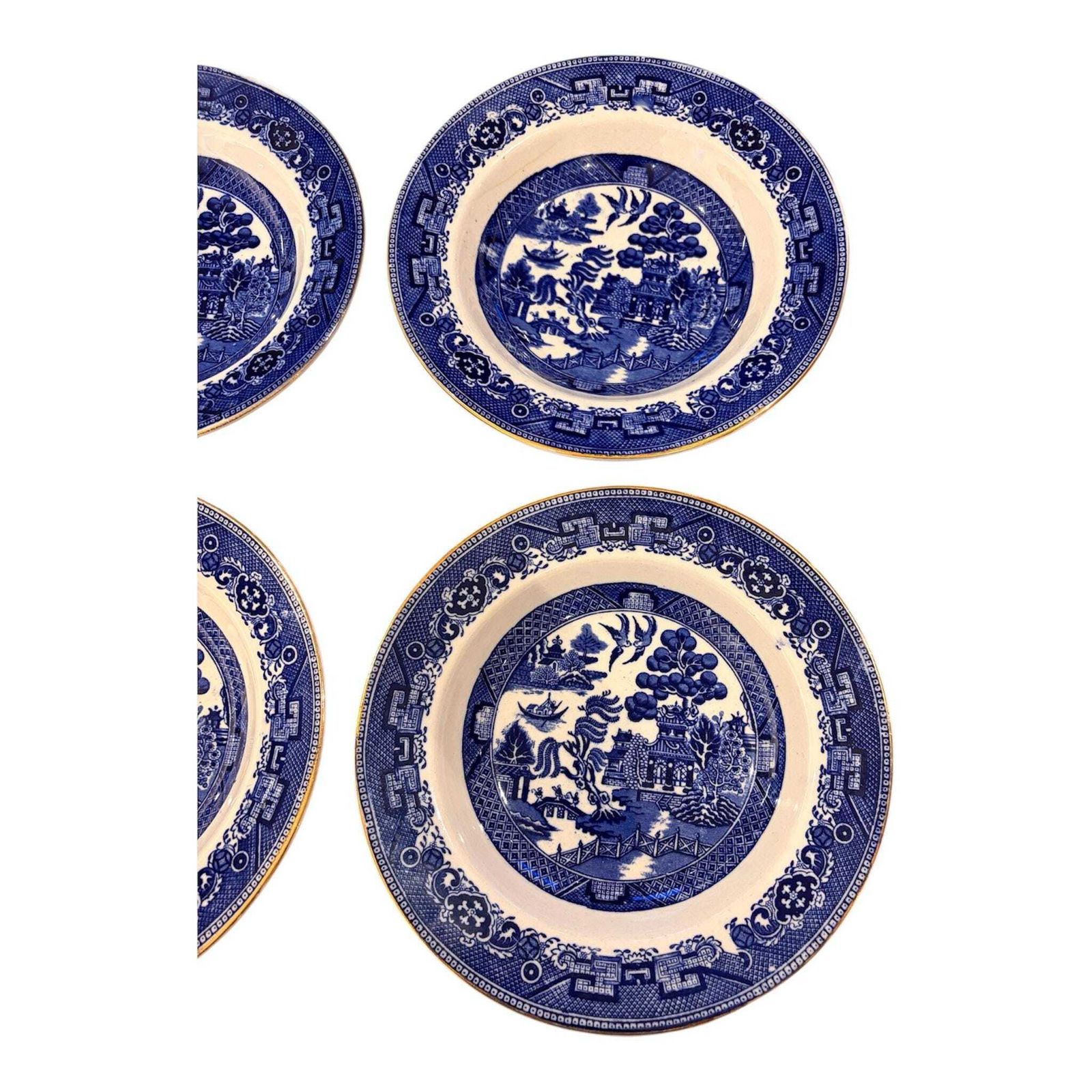 Antique Doulton + Co Willow Pattern Bowls Set Of 6 | Pre Royal Doulton Blue & White Transfer Ware C.1880 To 1900 England photo 160.0