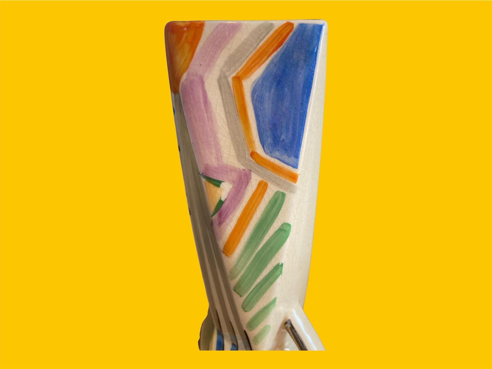 Art Deco Vase: 1930s Wadeheath Hand Painted Geometric Pottery photo buy