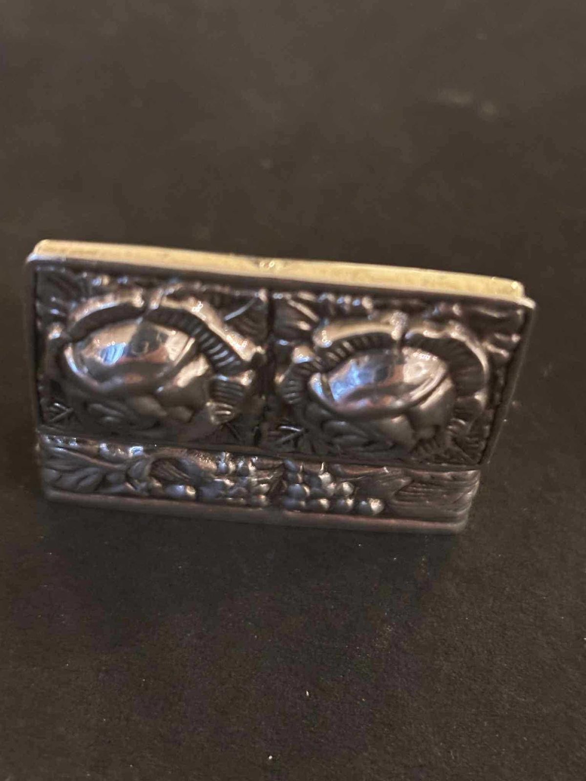 Antique Sterling Silver Box 925 – Minerva Head – Romantic Hand Repoussé Floral Design – C. 1930 photo for sale