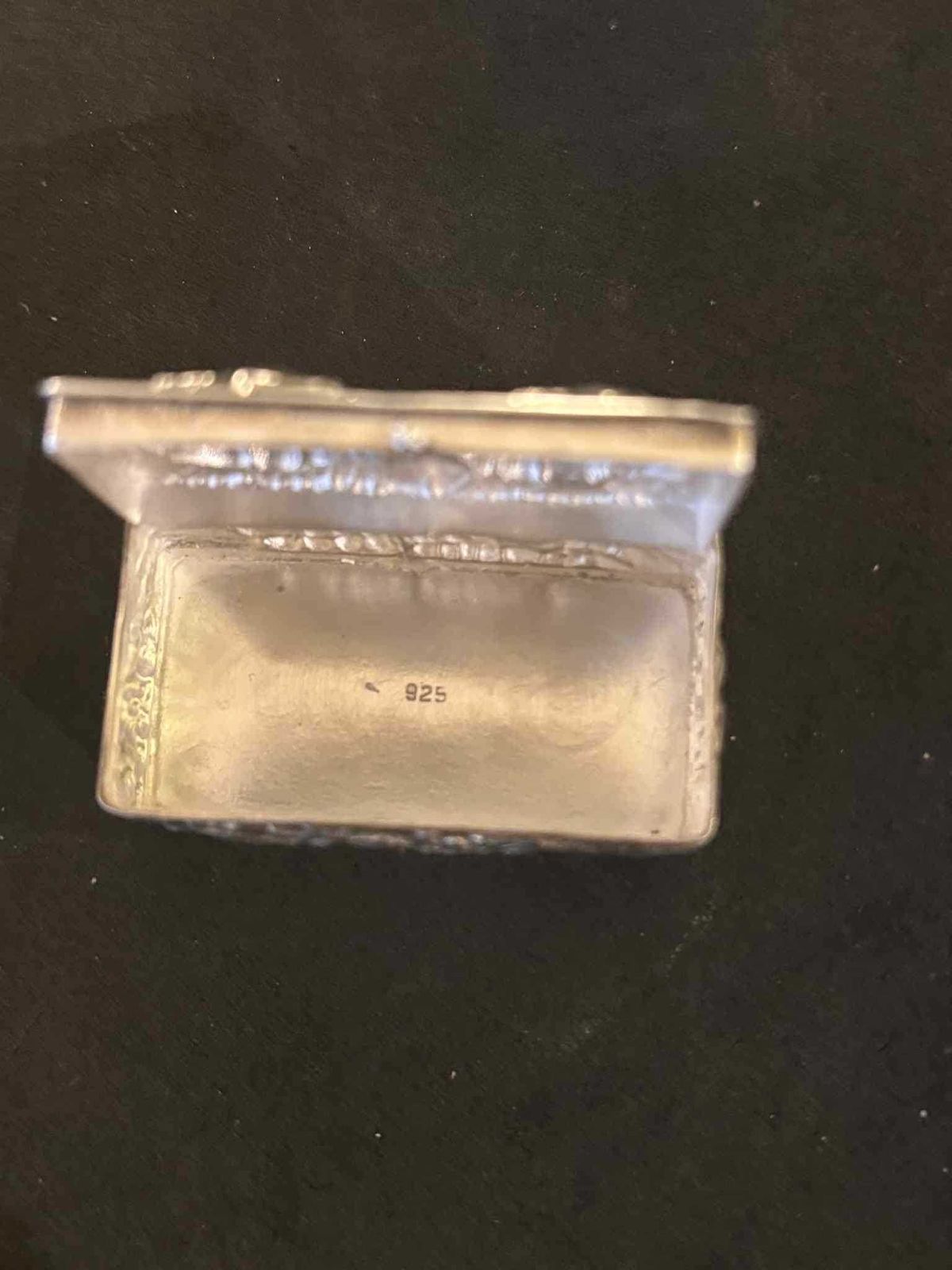 photo for sale Antique Sterling Silver Box 925 – Minerva Head – Romantic Hand Repoussé Floral Design – C. 1930