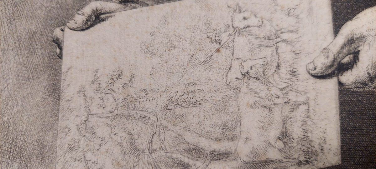 Art Self Portrait Of Jean Jacques De Boisseau, 1796. Very Rare. Etching Printed On Laid Paper. photo