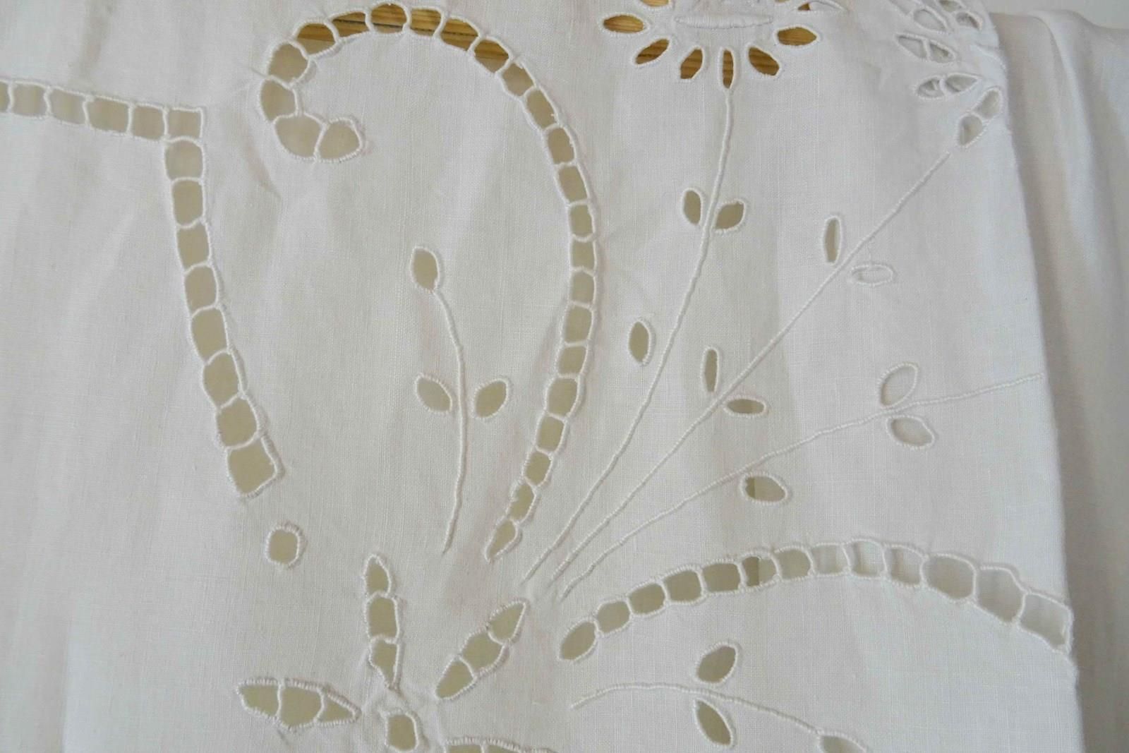 photo for sale Lace Edged Linen Bedspread, Tablecloth, Curtain