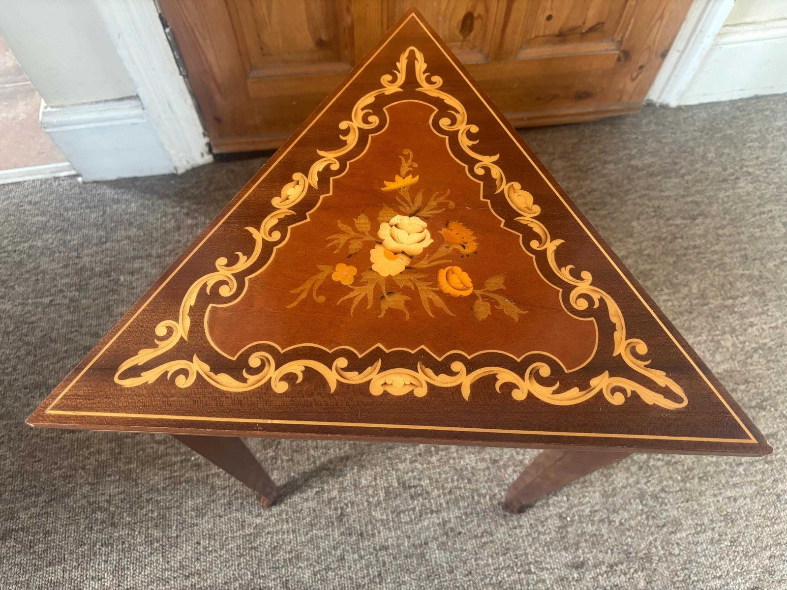 Small Italian (Sorrento) Musical Table With Storage & Swiss Musical Movement