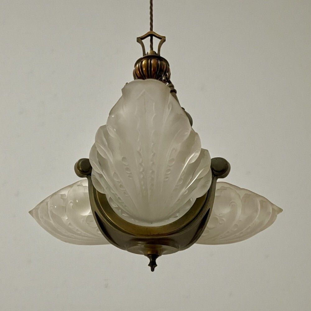 Art Deco Slip Shade Ceiling Light photo vintage