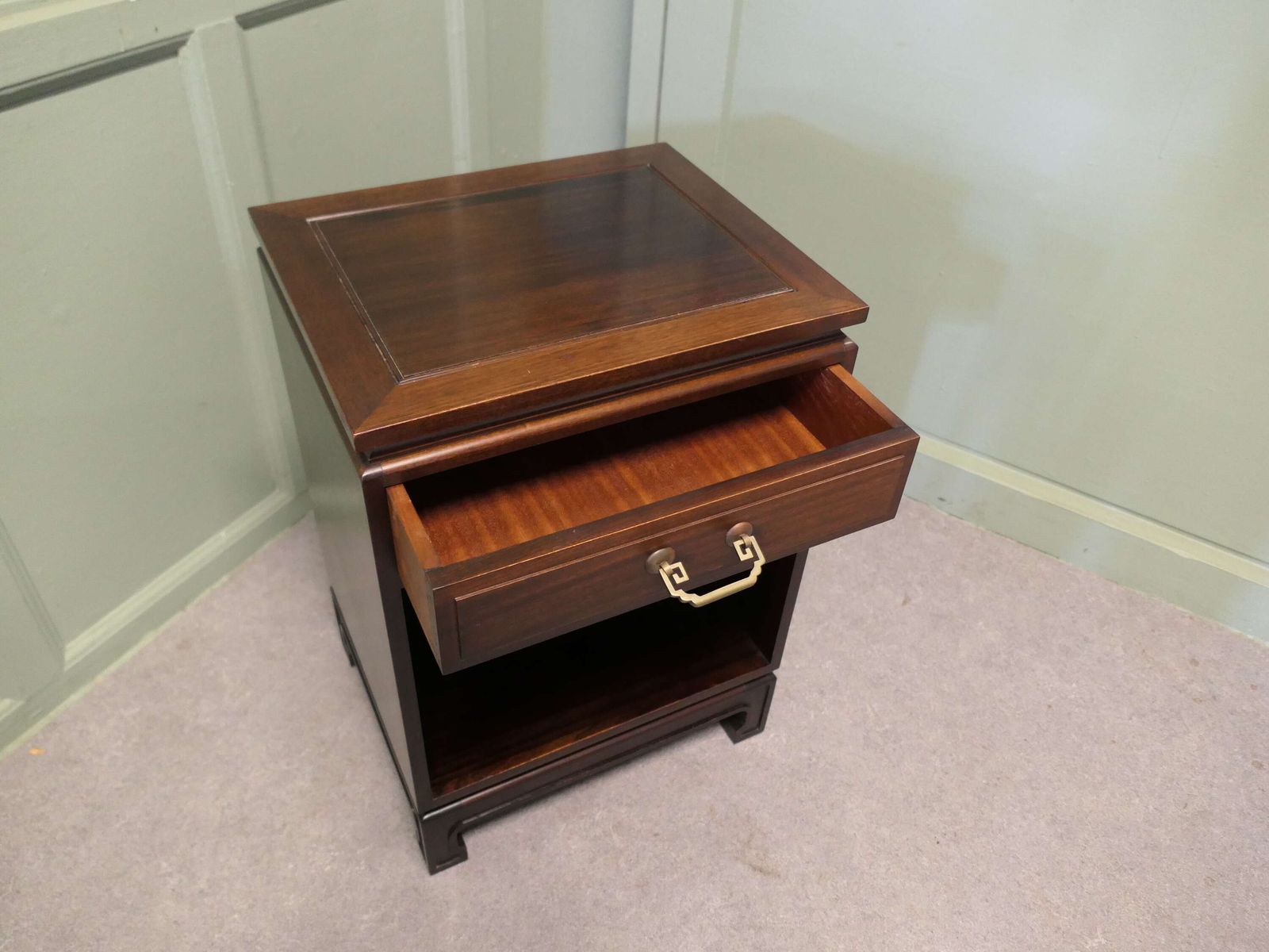 A Pair Of Mid Century Teak Oriental Style Cupboards Or Night Tables photo furniture