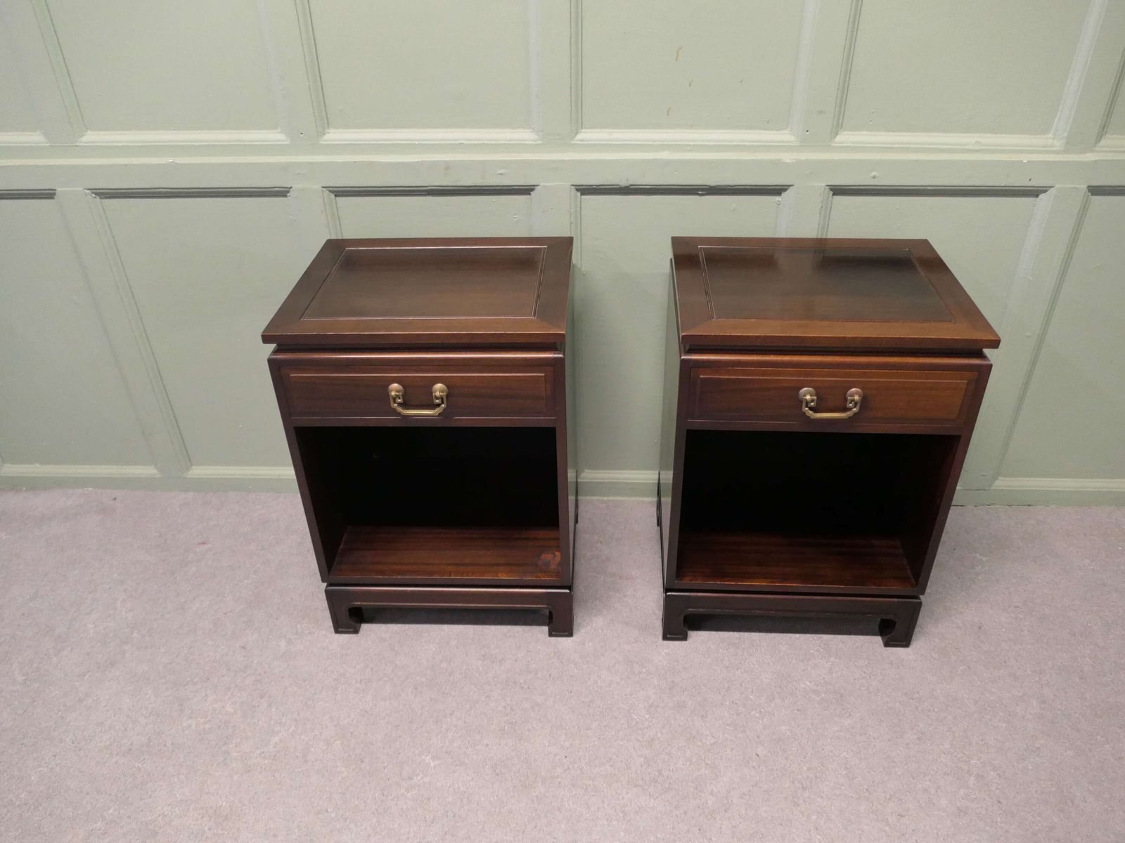 A Pair Of Mid Century Teak Oriental Style Cupboards Or Night Tables photo vinterior