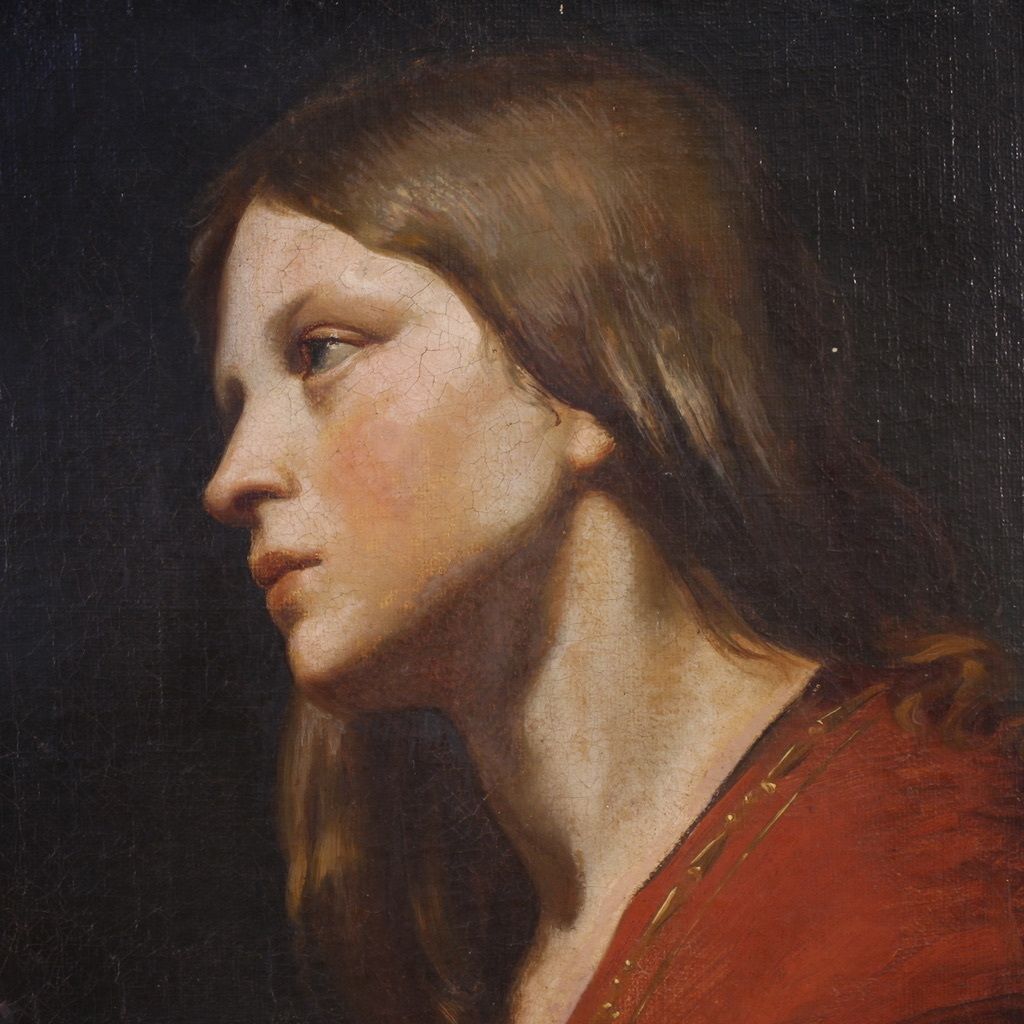 19th Century Italian Painting, Portrait Of A Young Girl photo furniture