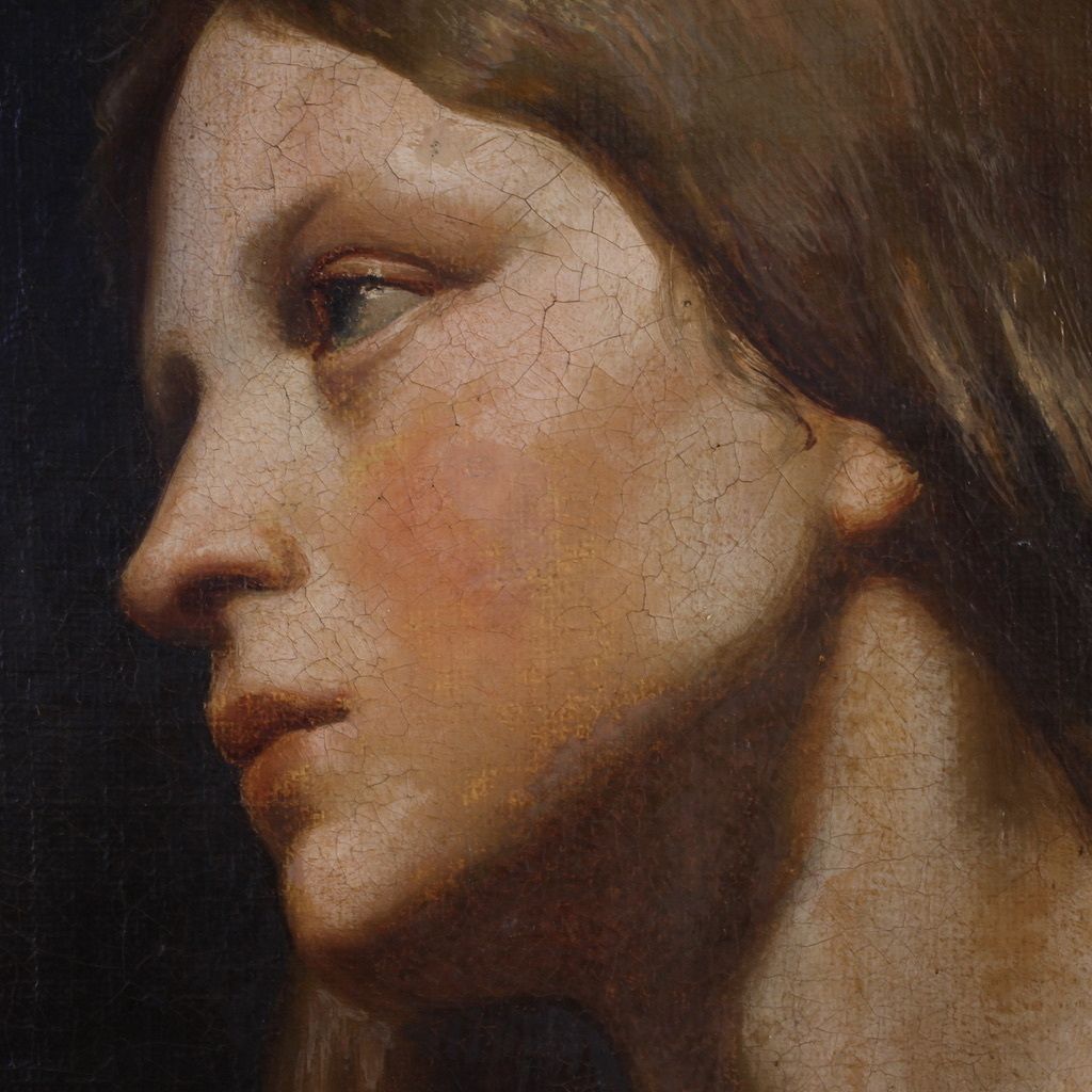 19th Century Italian Painting, Portrait Of A Young Girl photo vinterior