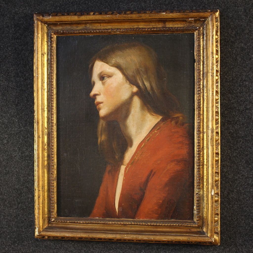 photo buy 19th Century Italian Painting, Portrait Of A Young Girl
