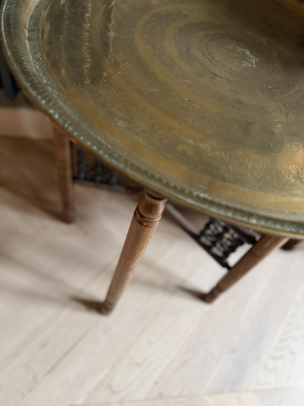 Middle Eastern Brass Top Side Table photo furniture
