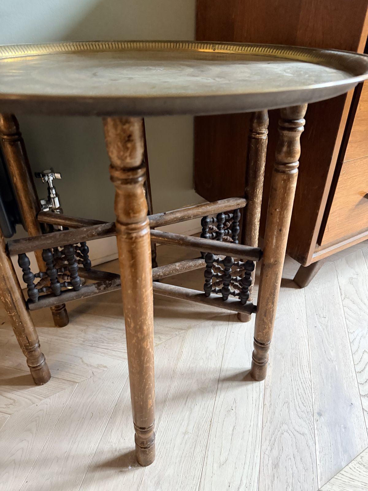 Middle Eastern Brass Top Side Table photo for sale