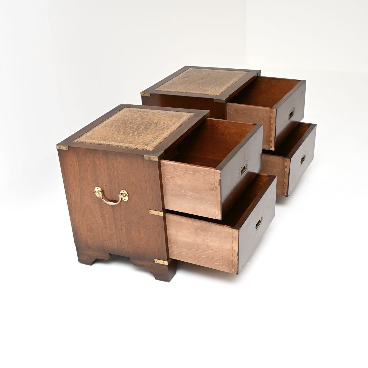 Pair Of Antique Military Campaign Style Mahogany Bedside Chests photo buy
