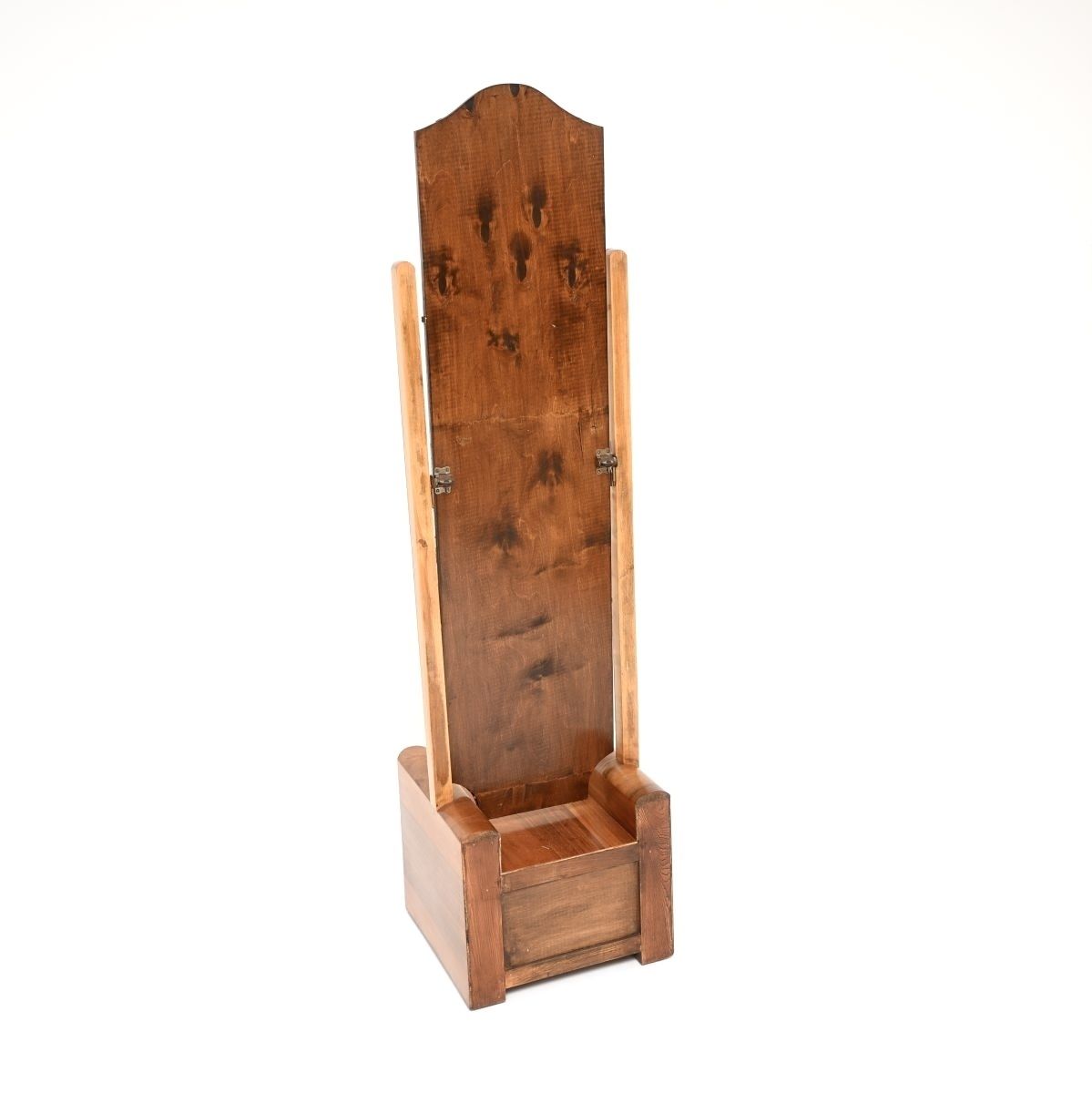Furniture Art Deco Figured Walnut Cheval Floor Mirror photo