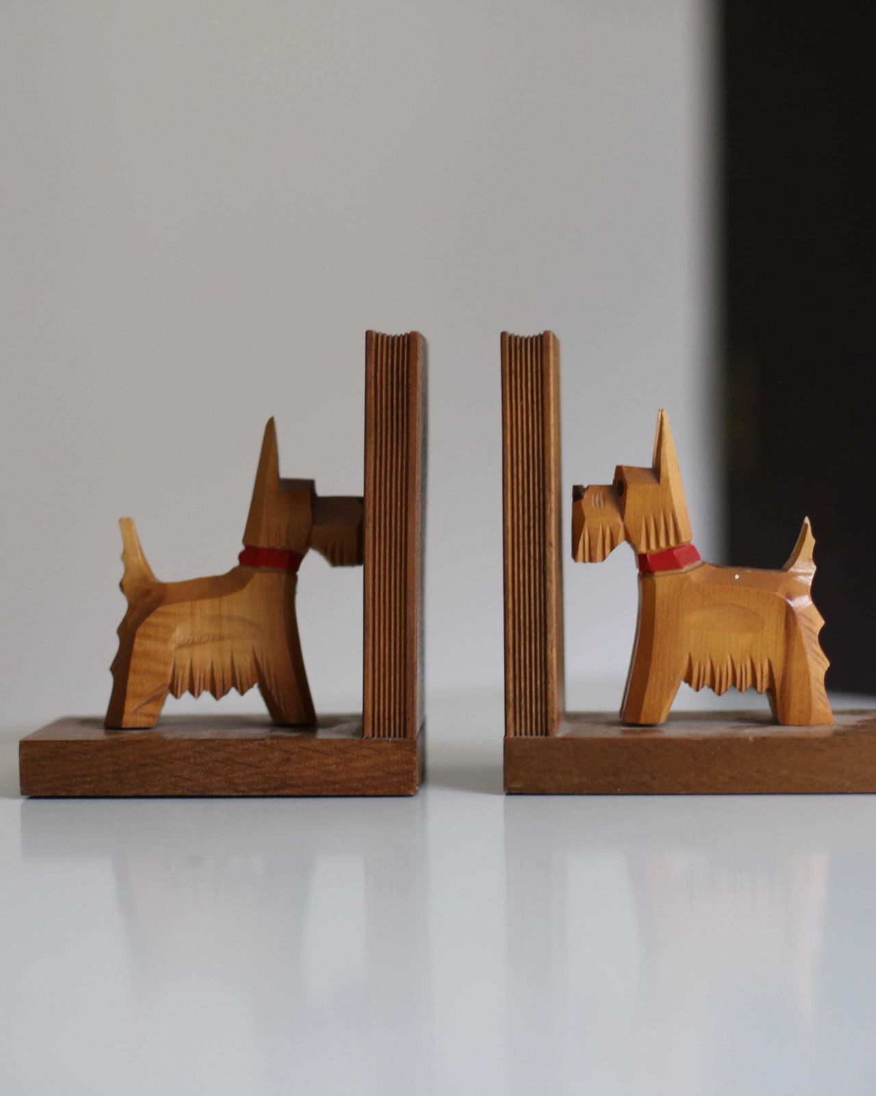 Vintage Wooden Dog Bookends – Hand Carved, Made In Yugoslavia (Mid Century) photo furniture