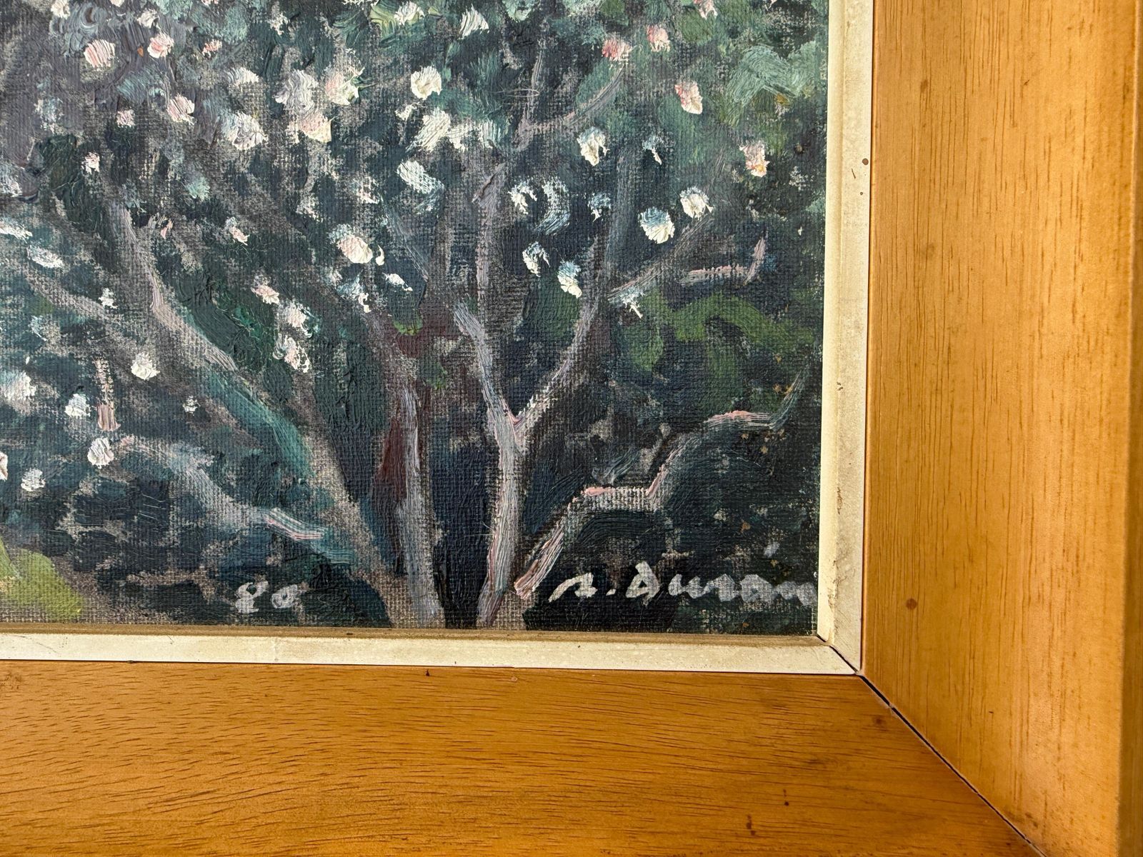Rafael Duran Benet Oil Painting Mediterranean Landscape With Flowering Trees C.1980 photo for sale