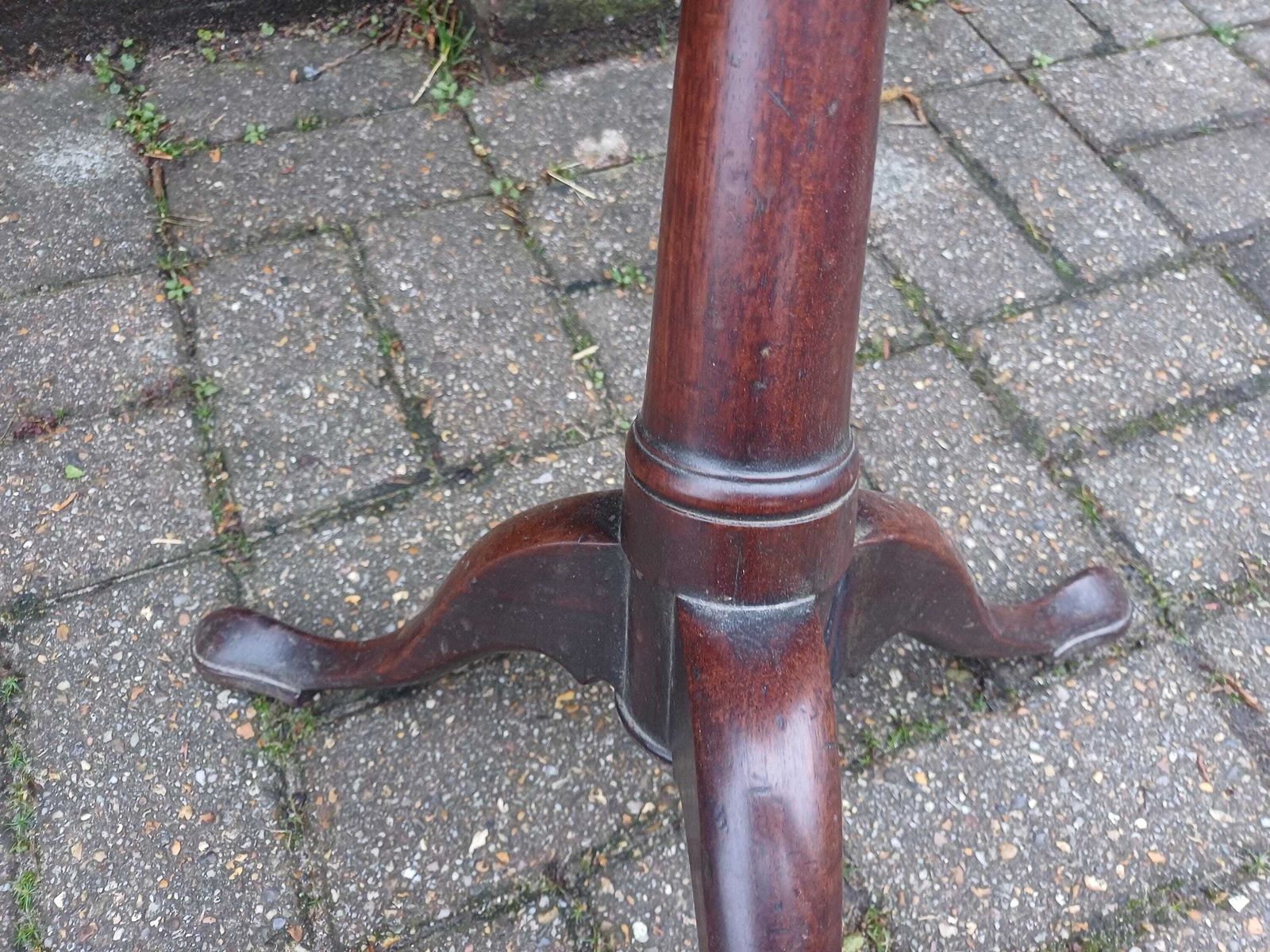 photo for sale Victorian Mahogany Occasional Side Wine Table Round Top Turned Column Tripod Base Antique Lamp Plant Stand Bedside Table