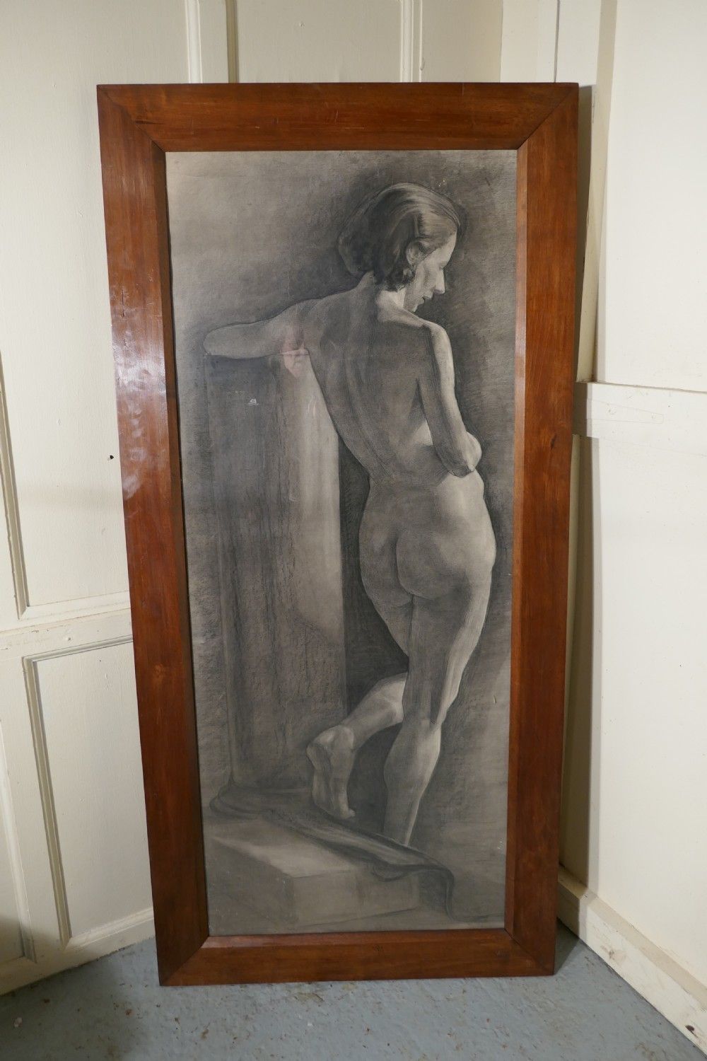 Female Nude A Large Framed Study In Charcoal