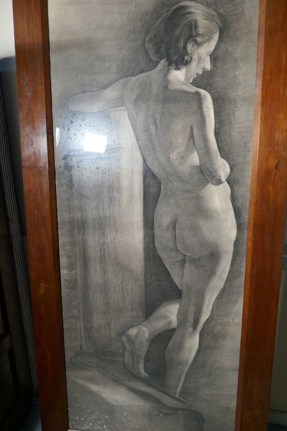Female Nude A Large Framed Study In Charcoal photo furniture