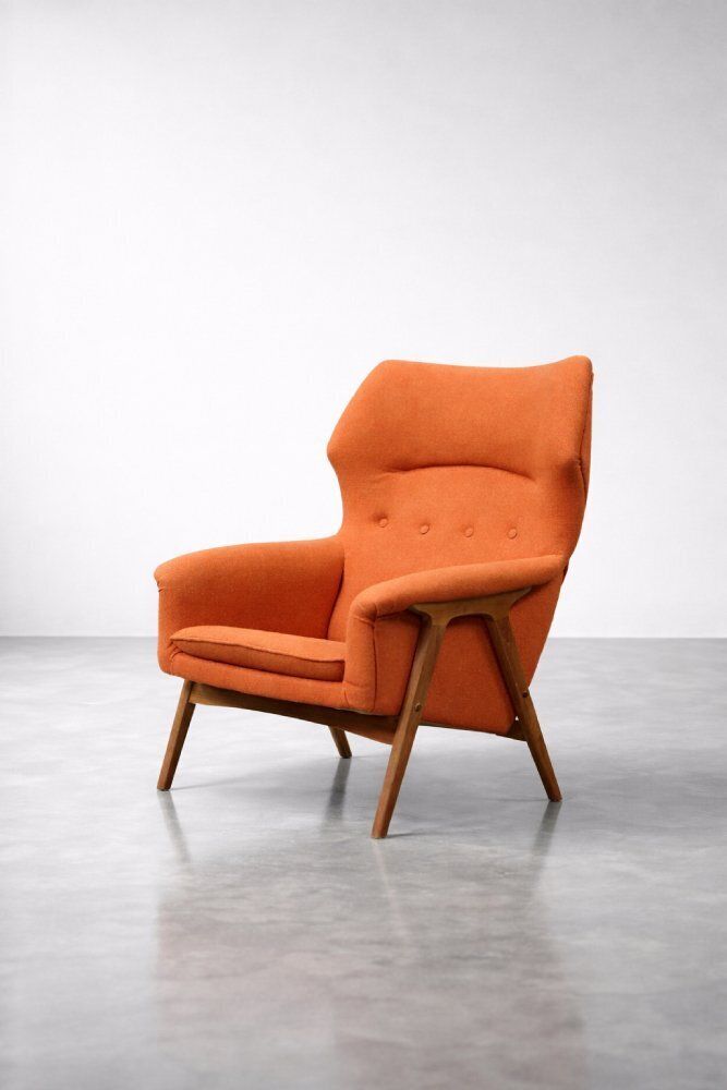 Furniture Mid Century Elm Wing Master Chair By Thorbjörn Afdal For Bruksbo, 1960s photo