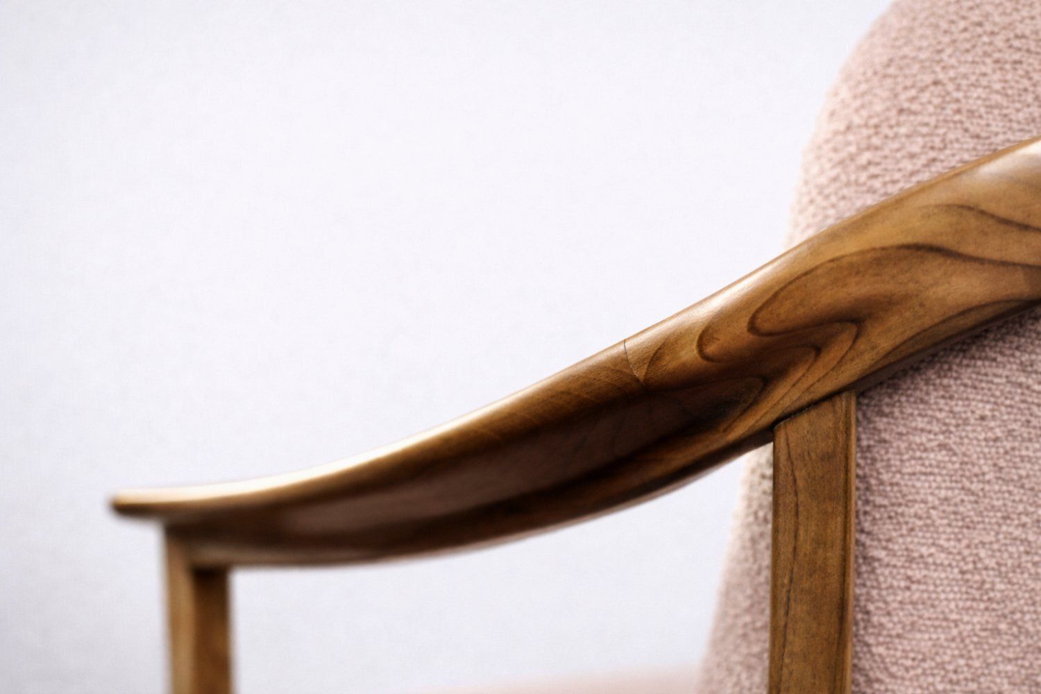 Mid Century German Modern Cherrywood And Pink Upholstered Armchairs From Wilhelm Knoll, 1970s, Set Of 2 photo vinterior