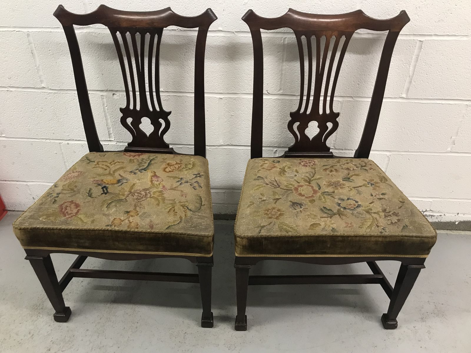 Pair Of Mid 18th Century Mahogany Side Chairs .
