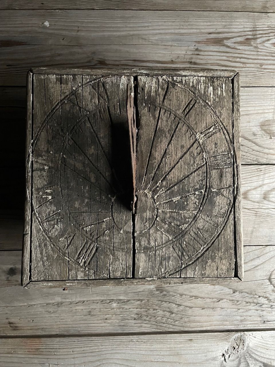 Carved Wooden Sundial photo for sale