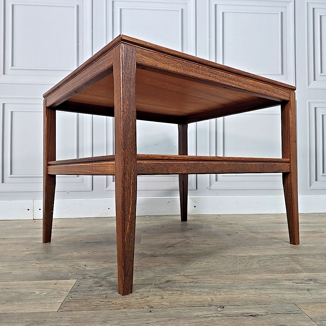 Vintage Side Coffee Table Mid Century Two Tier  – Teak Veneer – Wooden Mcm Retro photo furniture