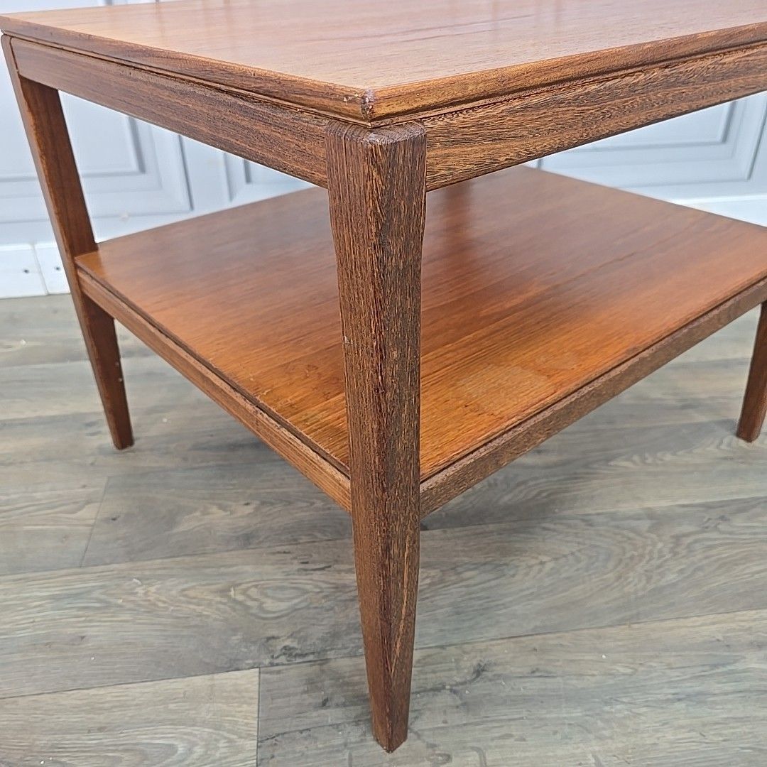 Vintage Side Coffee Table Mid Century Two Tier  – Teak Veneer – Wooden Mcm Retro photo for sale