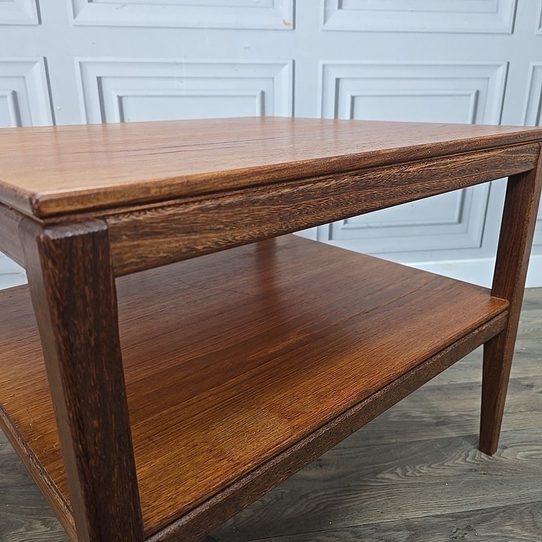 Vintage Side Coffee Table Mid Century Two Tier  – Teak Veneer – Wooden Mcm Retro photo buy
