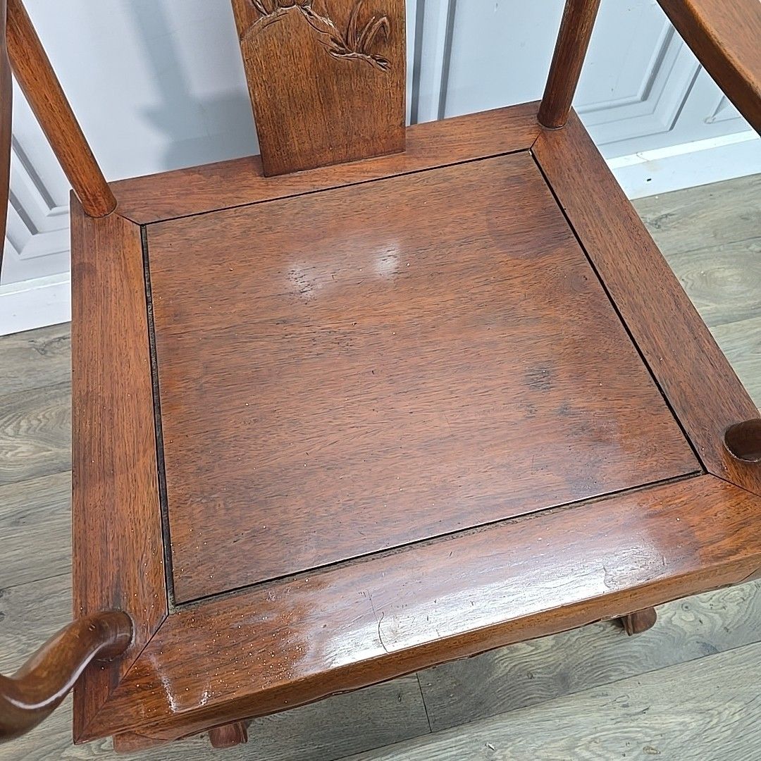Furniture Antique Style Carved Armchair Oriental Chinese Art Deco Influence – Solid Wood photo