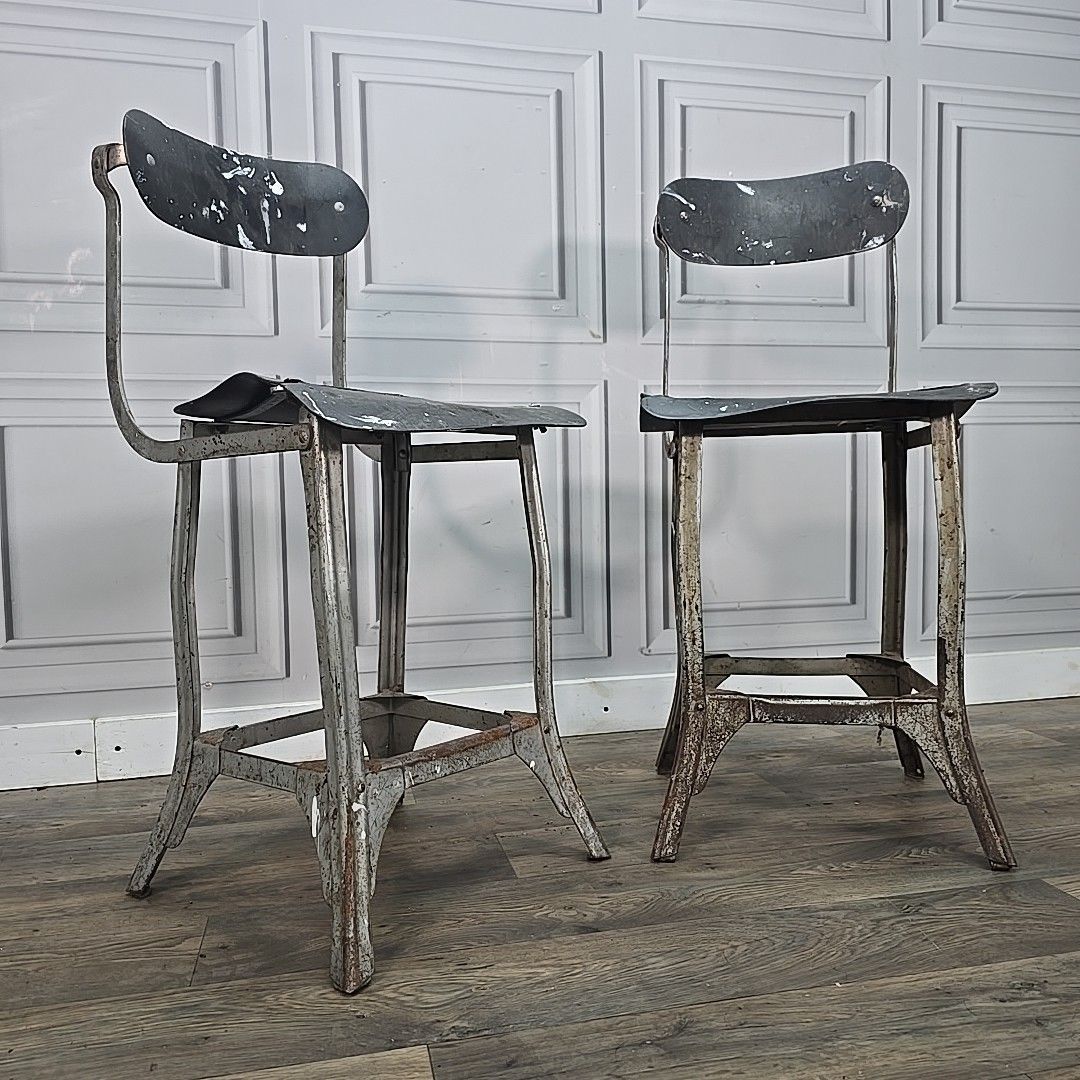 Vintage Industrial Tansad Chairs Pair 2 Reclaimed Machinist Factory Workshop photo for sale